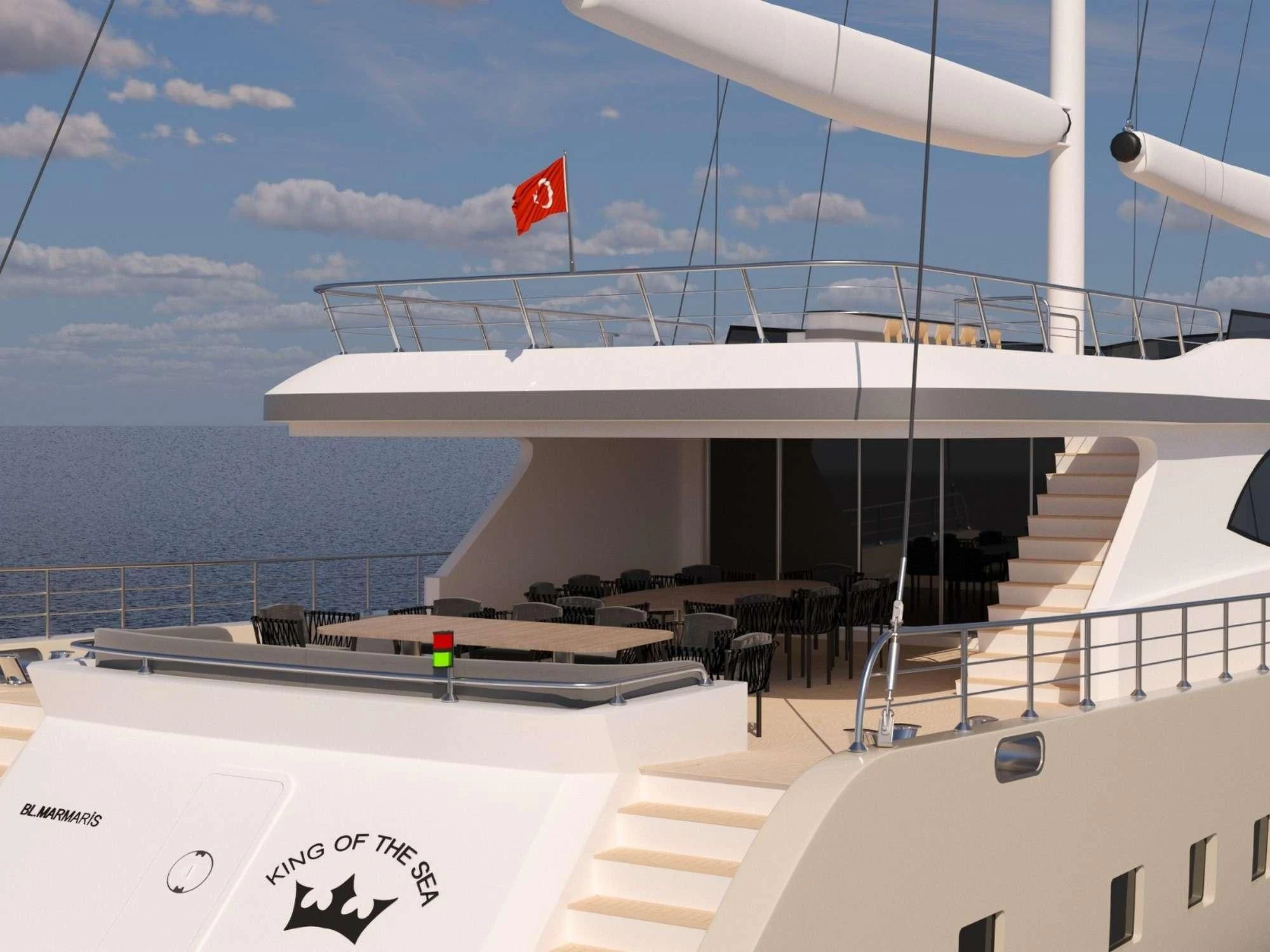 a boat on the water aboard KING OF THE SEA Yacht for Charter
