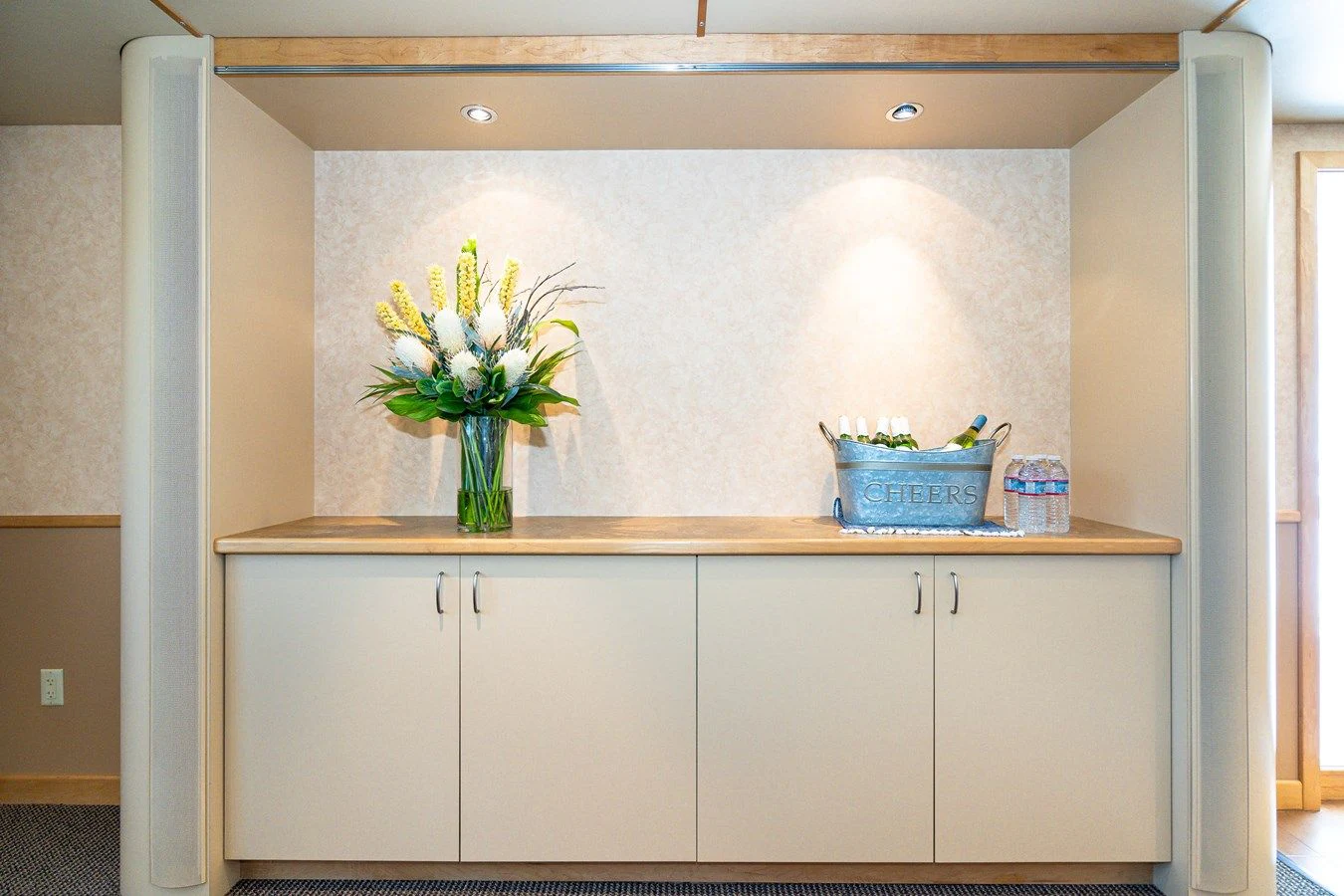 a room with a plant on the wall aboard DRAGONFLY Yacht for Sale