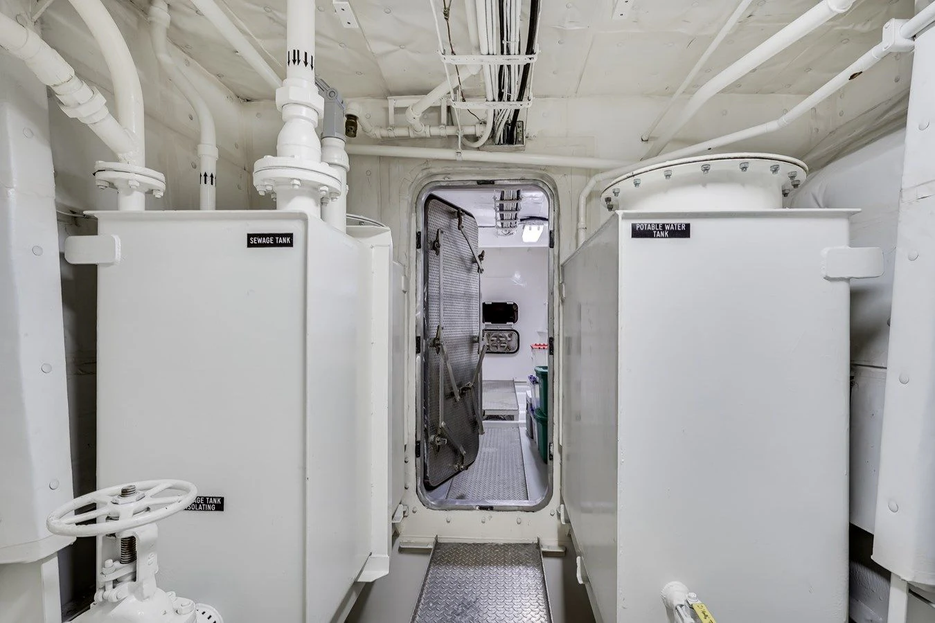 a large factory with white machines aboard DRAGONFLY Yacht for Sale