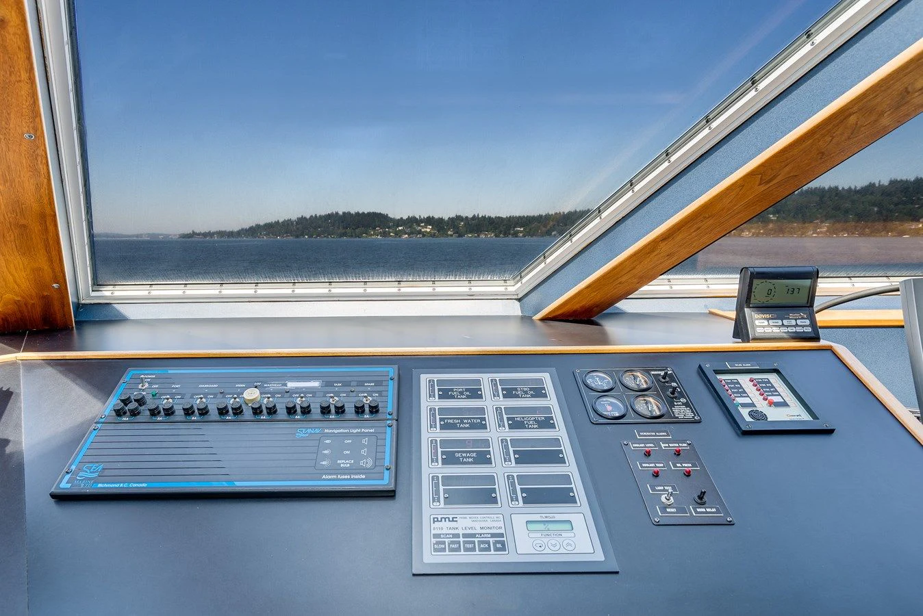a control panel on a boat aboard DRAGONFLY Yacht for Sale