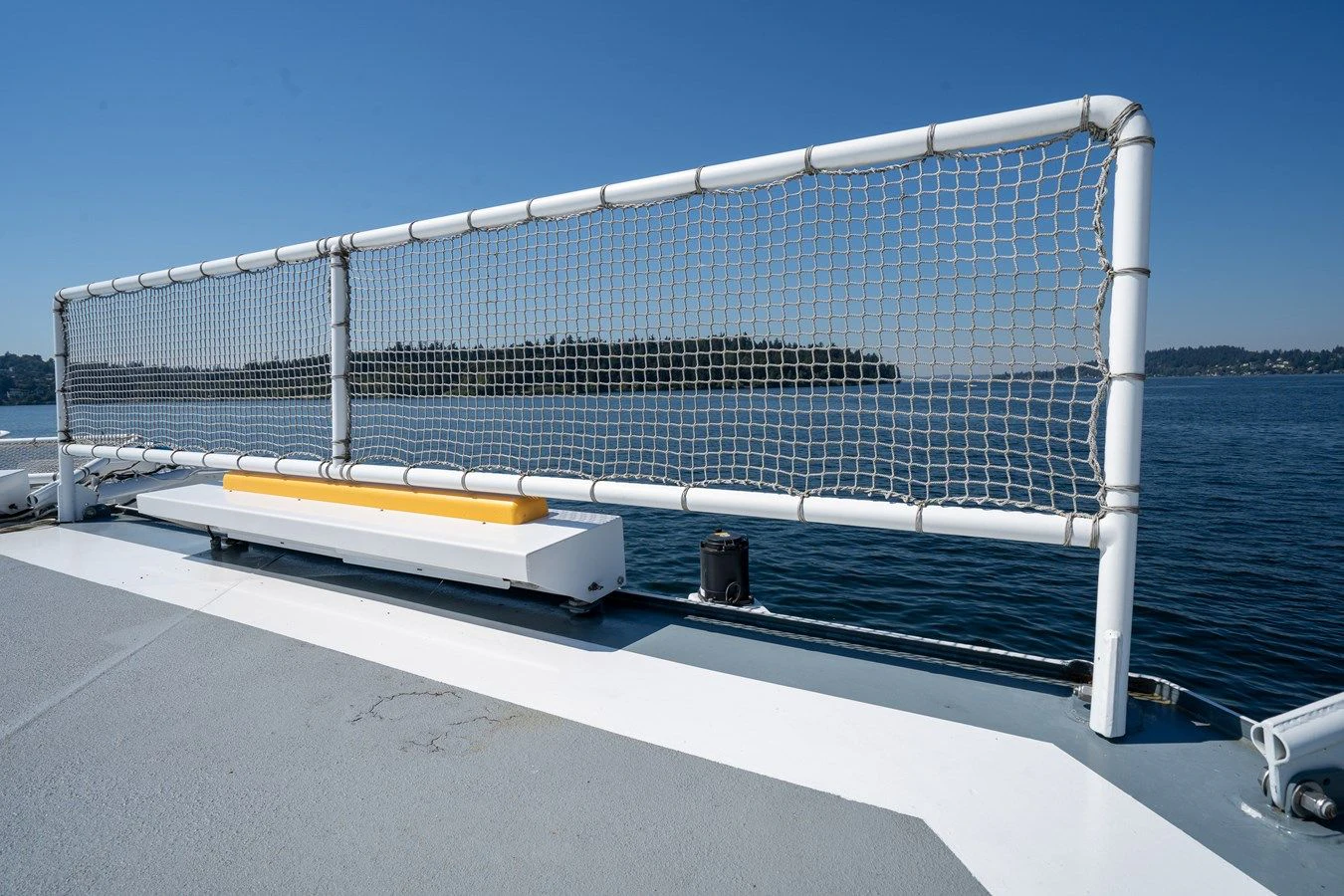 a large white bridge over water aboard DRAGONFLY Yacht for Sale