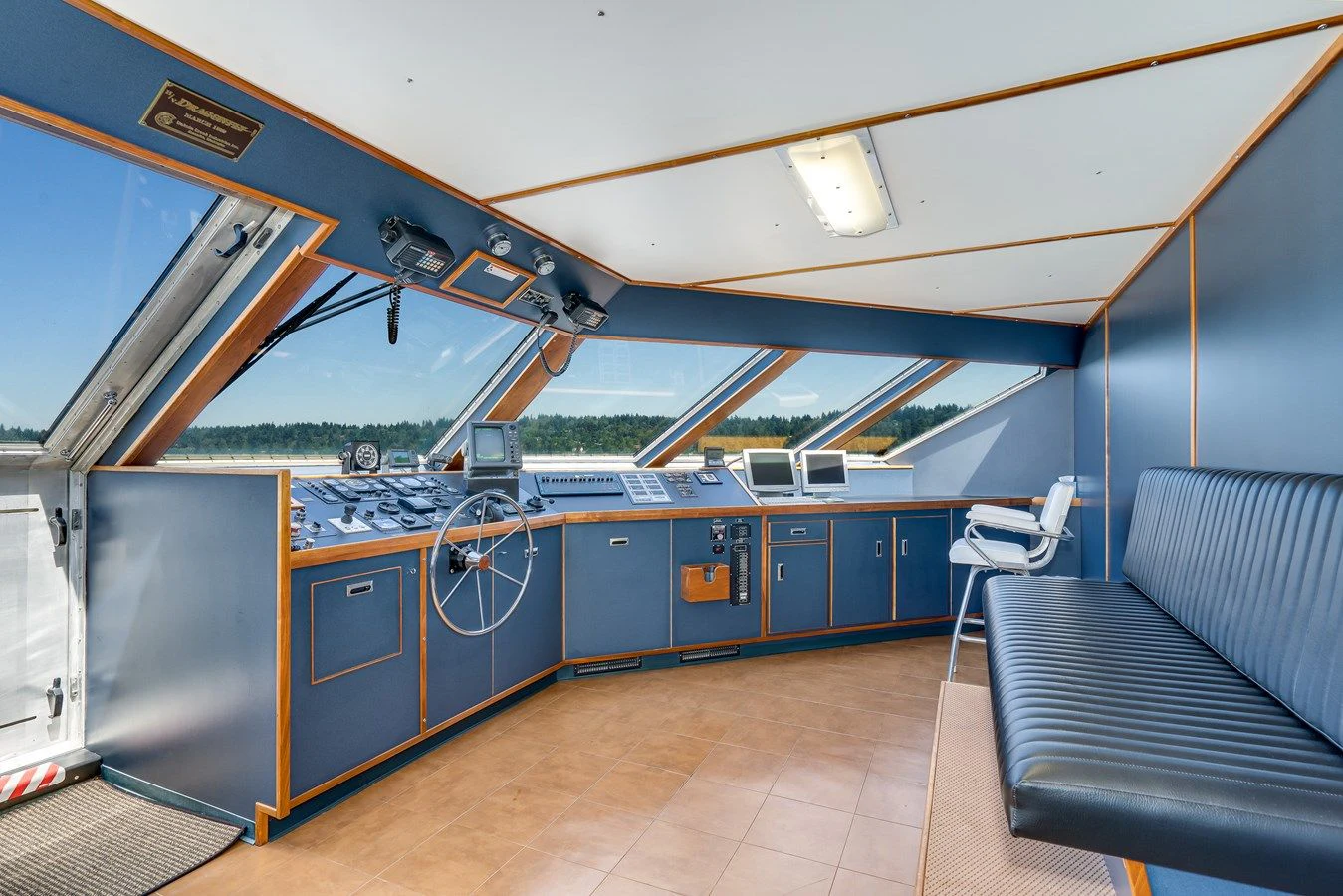 a kitchen with a large open space aboard DRAGONFLY Yacht for Sale