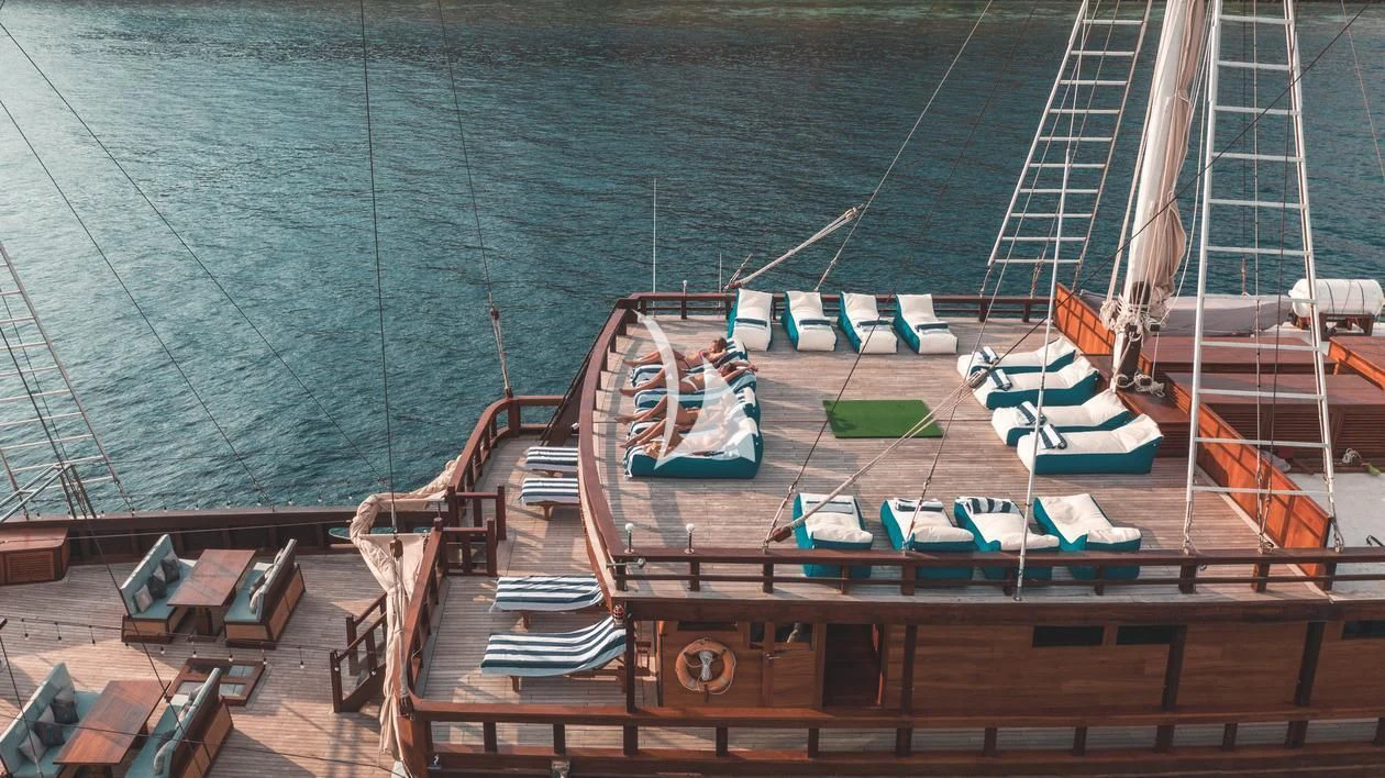 a dock with boats on it aboard THE MAJ OCEANIC Yacht for Charter