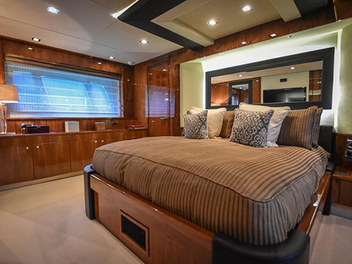 a large bed in a room aboard KYRENIA Yacht for Sale