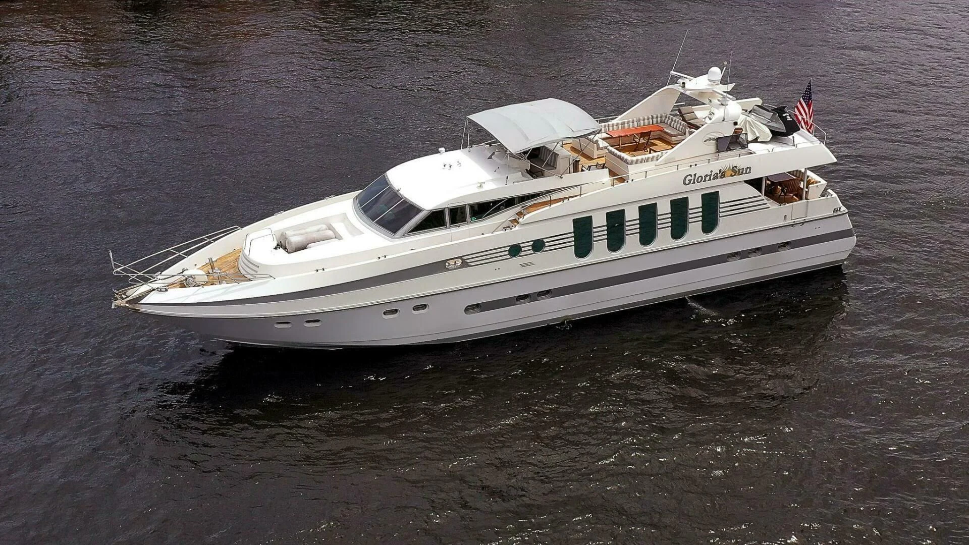 a white boat on the water aboard LADY GERTS Yacht for Sale