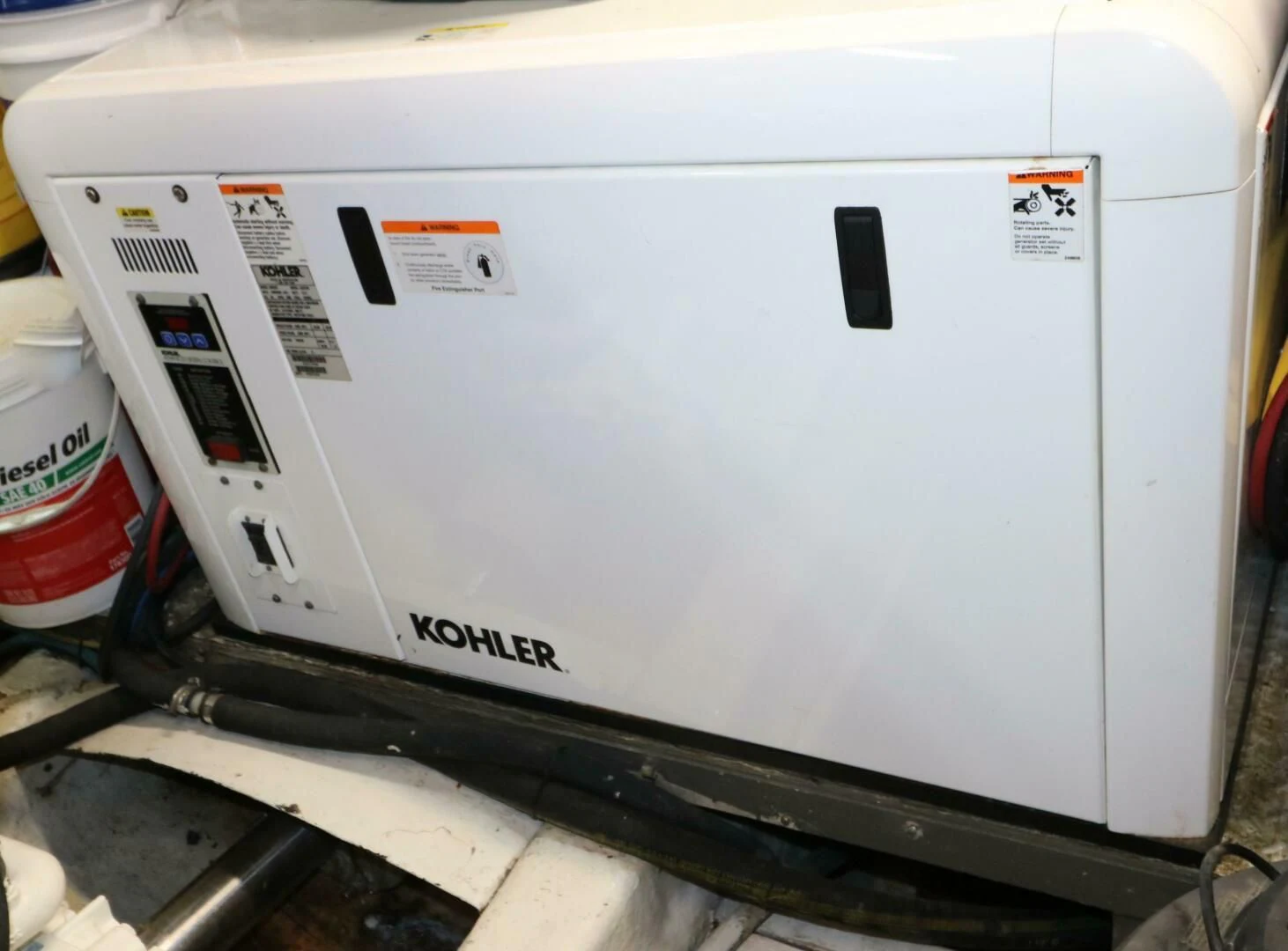 a white rectangular object with a black label on it aboard LADY GERTS Yacht for Sale
