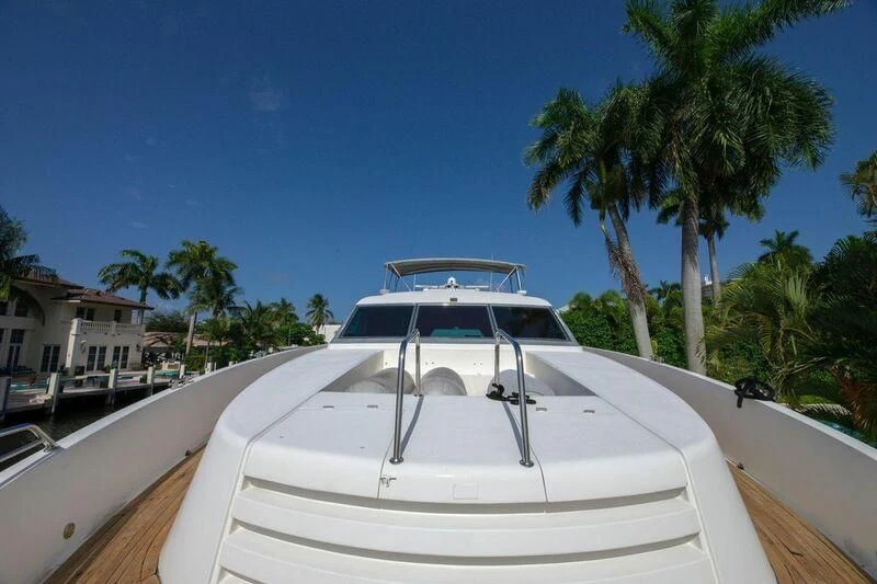 a white car on a road aboard LADY GERTS Yacht for Sale