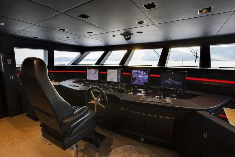 a control room with a chair aboard MEDIALLY Yacht for Sale