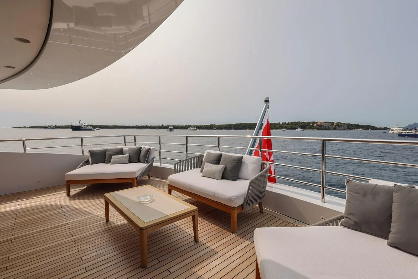 a living room with a large body of water aboard MEDIALLY Yacht for Sale