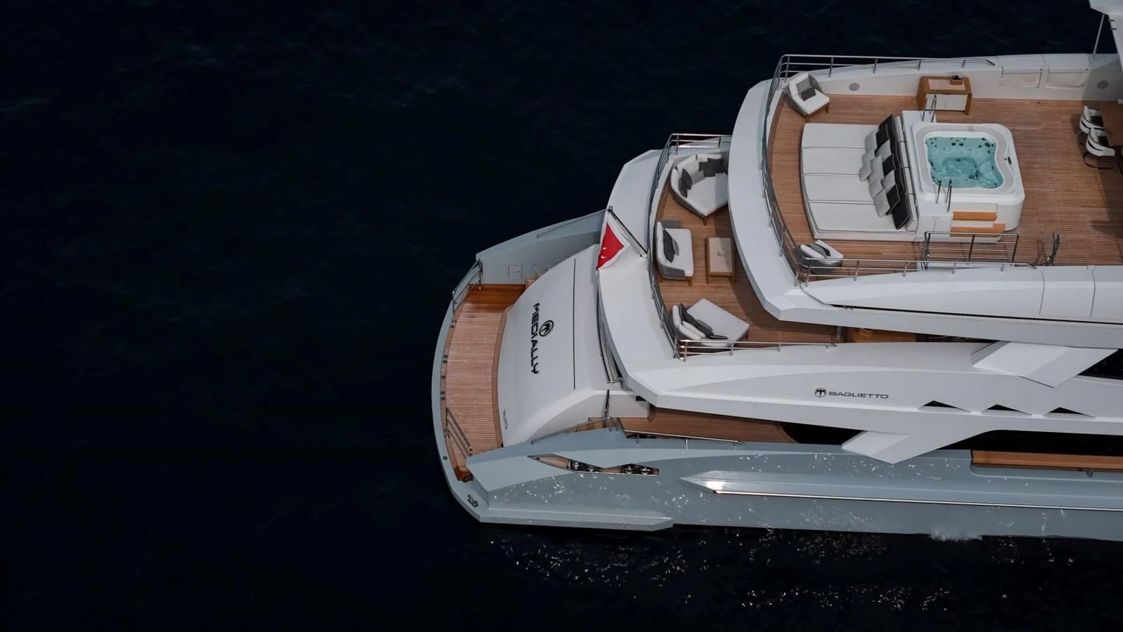 a space ship in the water aboard MEDIALLY Yacht for Sale