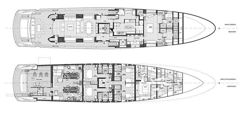 diagram, engineering drawing aboard MEDIALLY Yacht for Sale