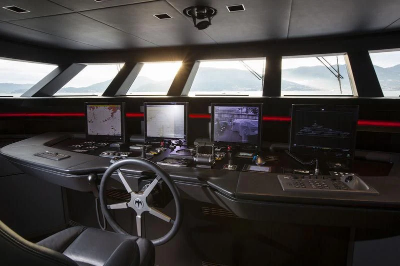 a room with computers and monitors aboard MEDIALLY Yacht for Sale