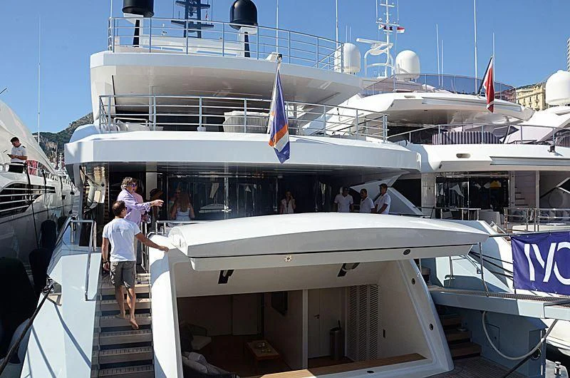 a boat with people on it aboard MEDIALLY Yacht for Sale