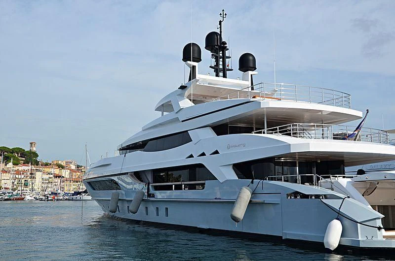 a large white yacht aboard MEDIALLY Yacht for Sale