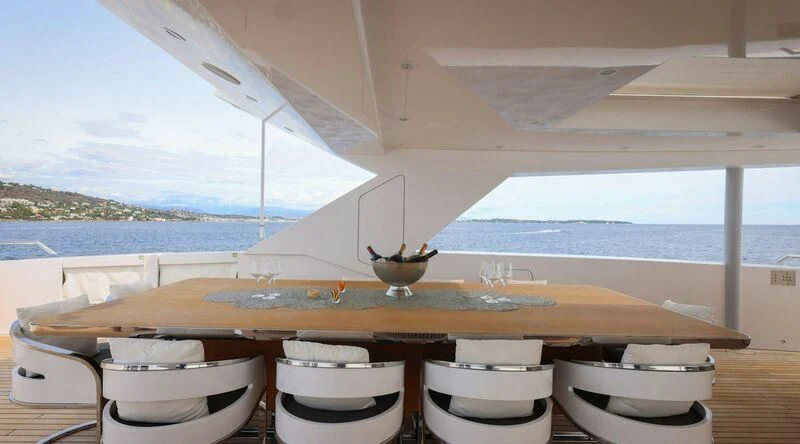 a boat on a deck aboard MEDIALLY Yacht for Sale
