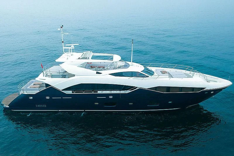 a white yacht in the water aboard SUN GOLD Yacht for Sale