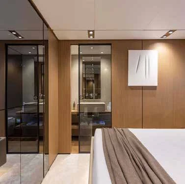 a room with a table and chairs aboard SPICA Yacht for Sale