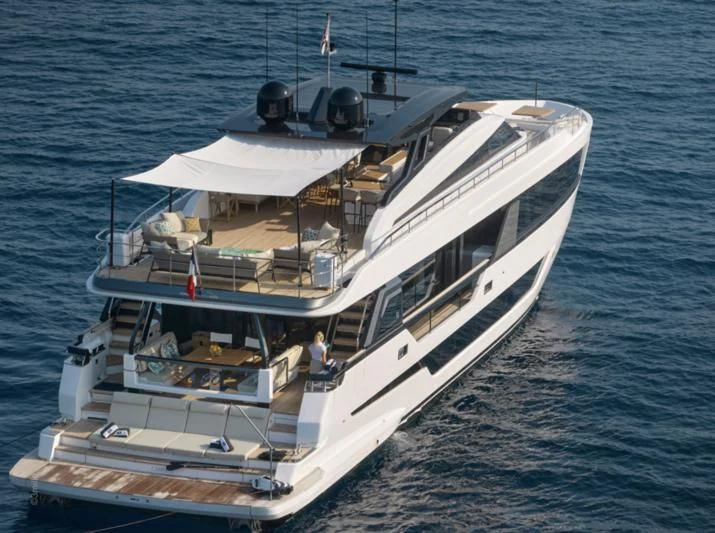 a large white boat in the water aboard SPICA Yacht for Sale