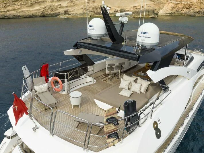 a boat with a satellite dish on it aboard AFTER 8 II Yacht for Sale