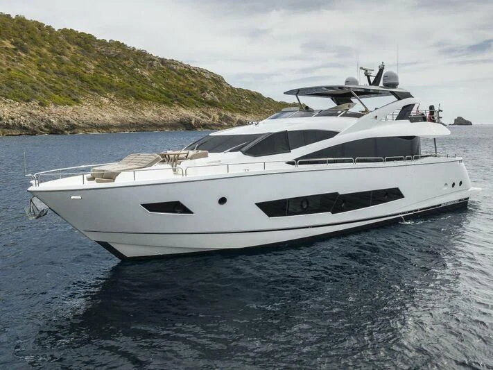 a white yacht on the water aboard AFTER 8 II Yacht for Sale
