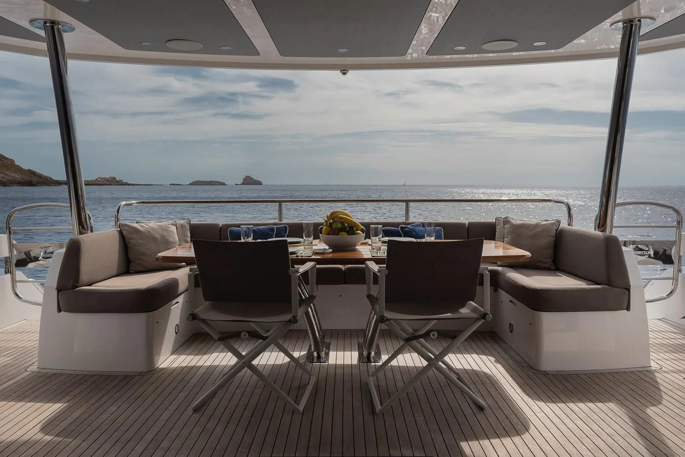 a room with a table and chairs aboard AFTER 8 II Yacht for Sale