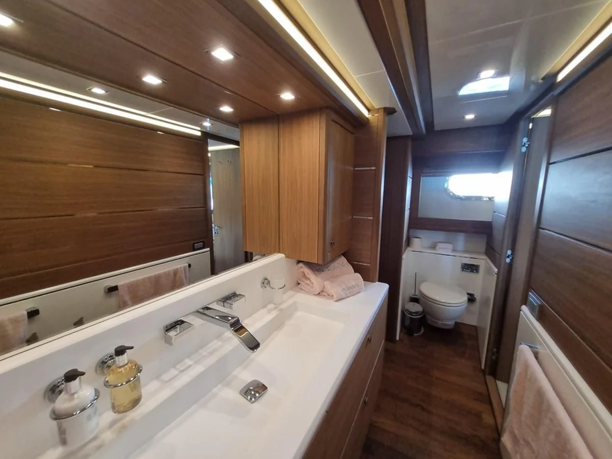 a bathroom with a large sink aboard PLEIADES Yacht for Sale