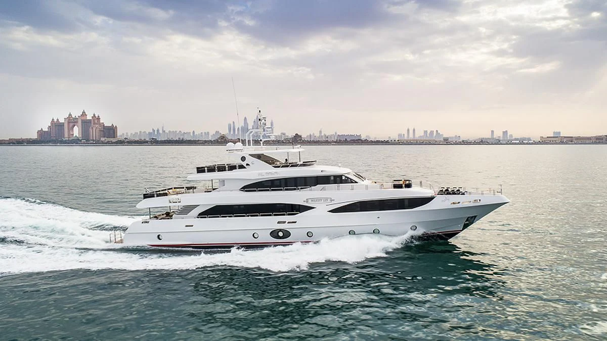 a white yacht in the water aboard PERSISTENCE Yacht for Sale