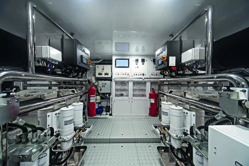 a large room with machinery aboard TOSUN Yacht for Sale