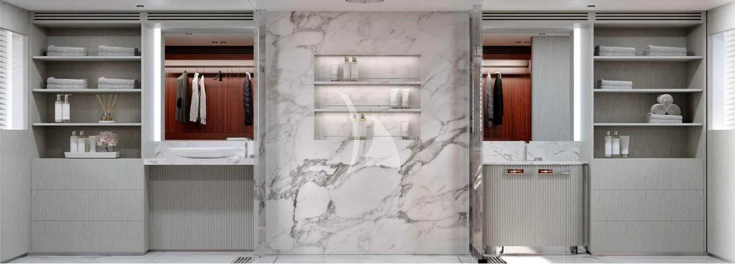 a room with a white cabinet and cabinets aboard TOSUN Yacht for Sale