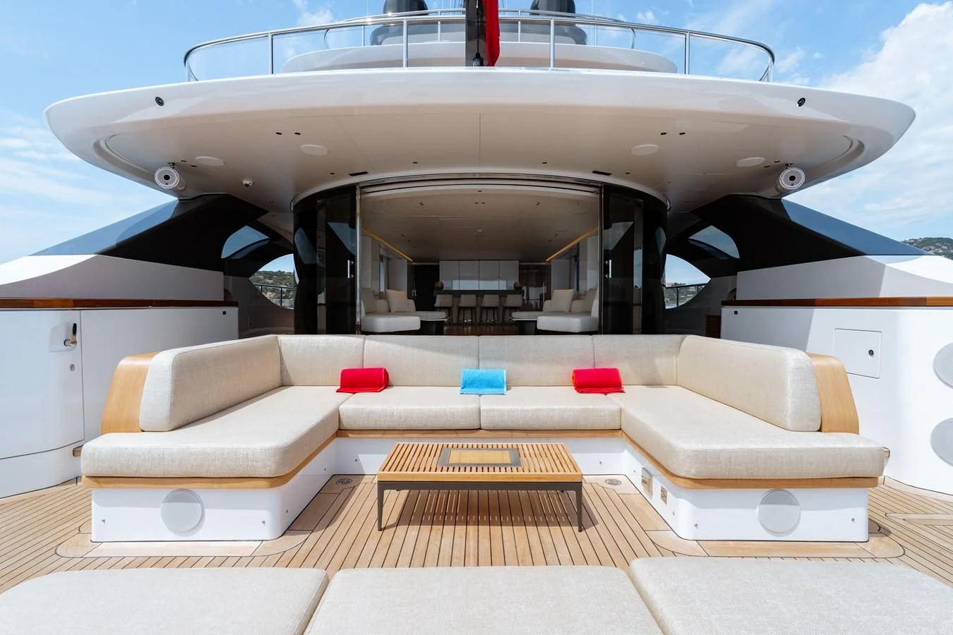 a modern house with a swimming pool aboard TOSUN Yacht for Sale