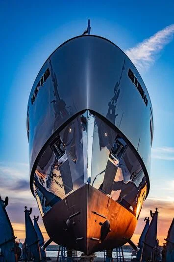 a large metal object with a blue sky aboard TOSUN Yacht for Sale
