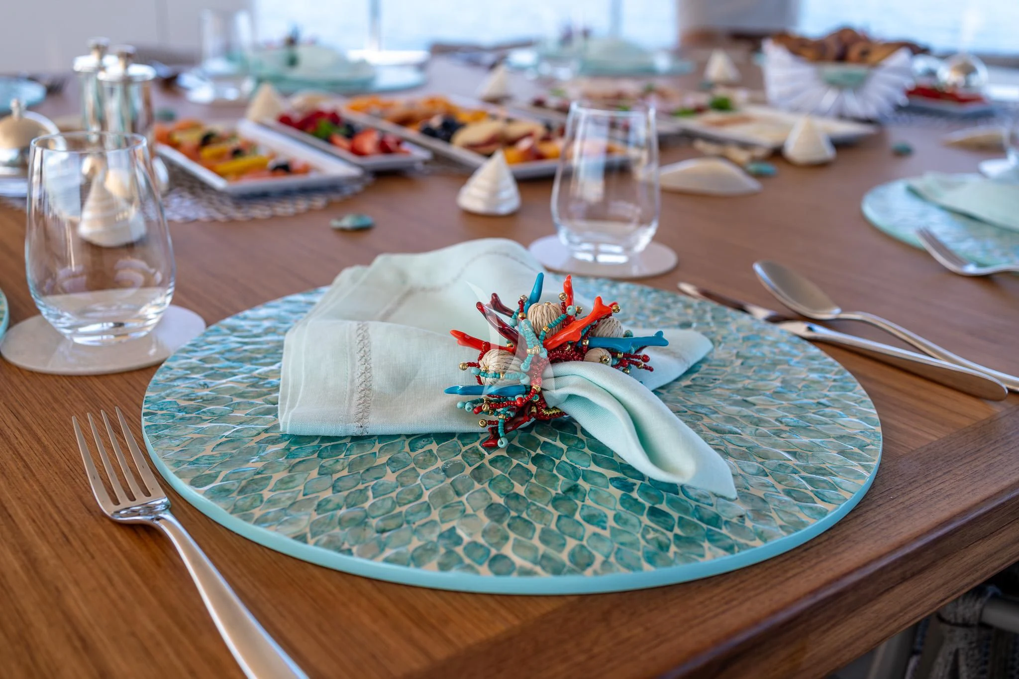 a plate with a bird on it aboard TOSUN Yacht for Sale