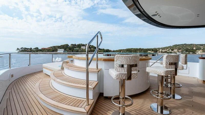 a boat on a deck aboard TOSUN Yacht for Sale
