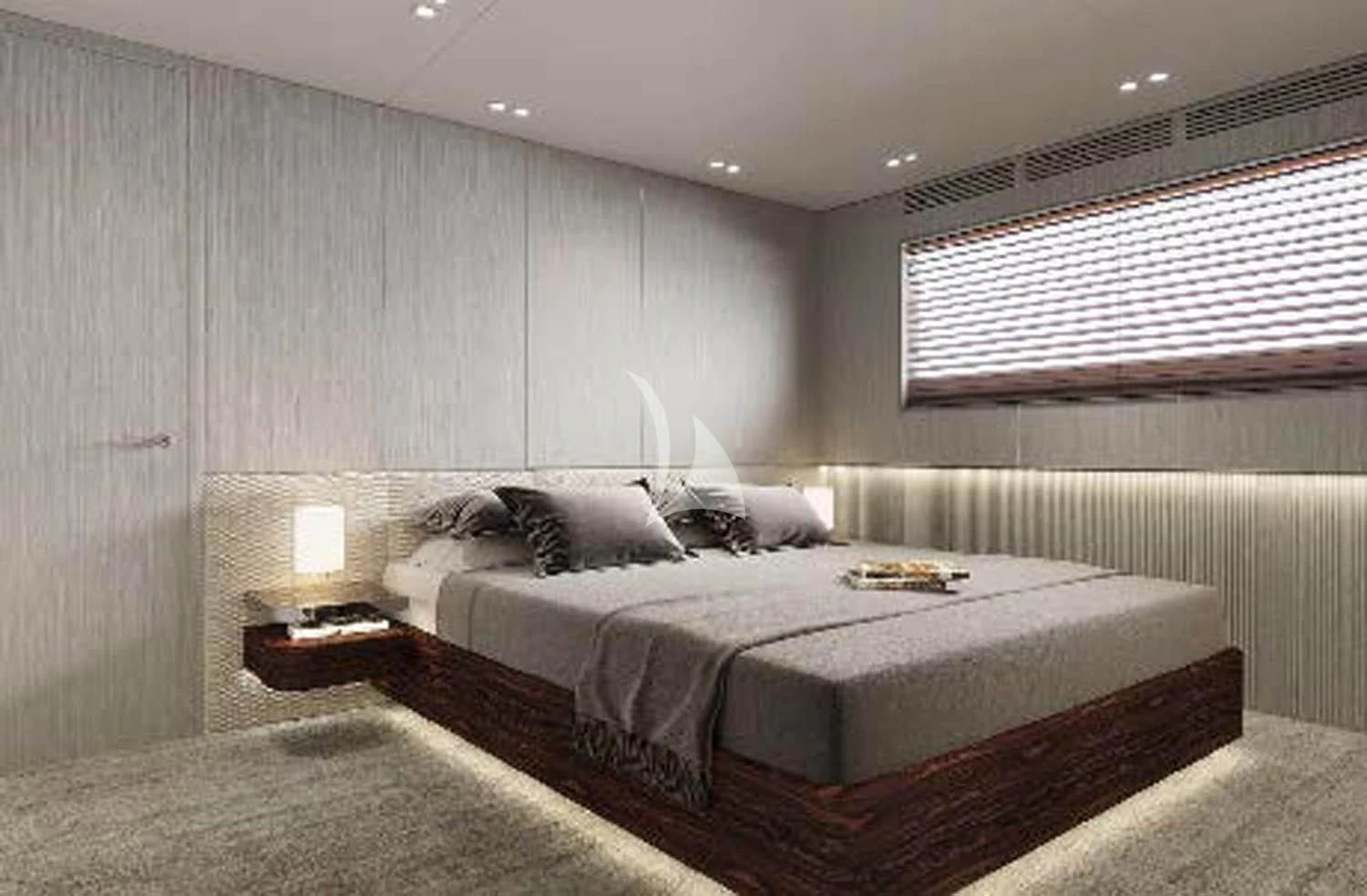 a room with two beds aboard TOSUN Yacht for Sale