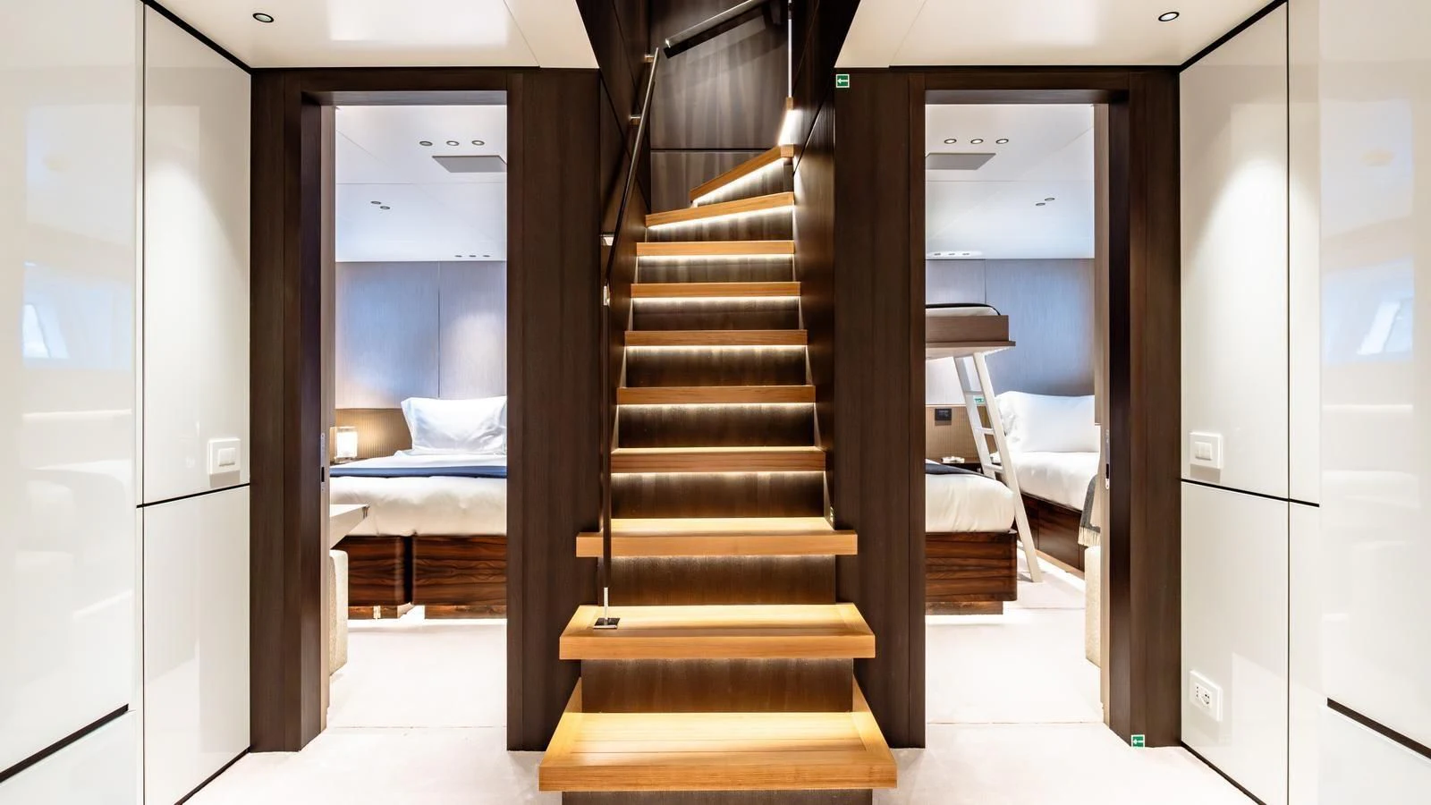 a set of stairs in a room aboard TOSUN Yacht for Sale