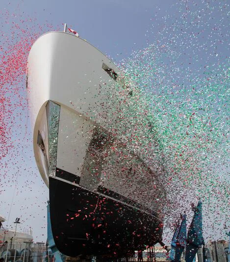a building with a large window aboard TOSUN Yacht for Sale