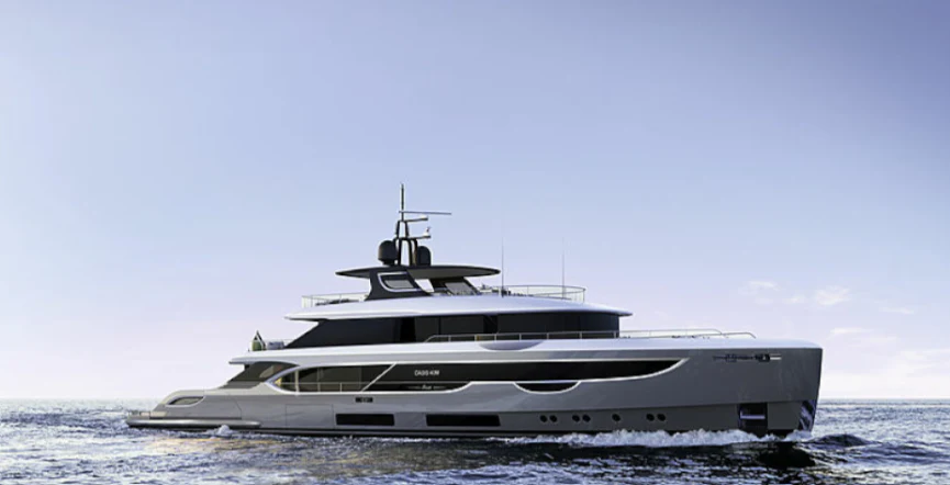 a white yacht in the water aboard TOSUN Yacht for Sale