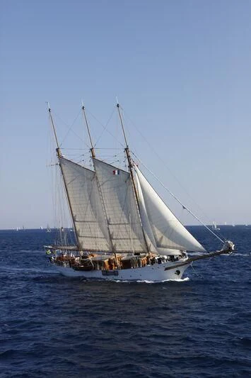 a sailboat on the water aboard TRINAKRIA Yacht for Charter