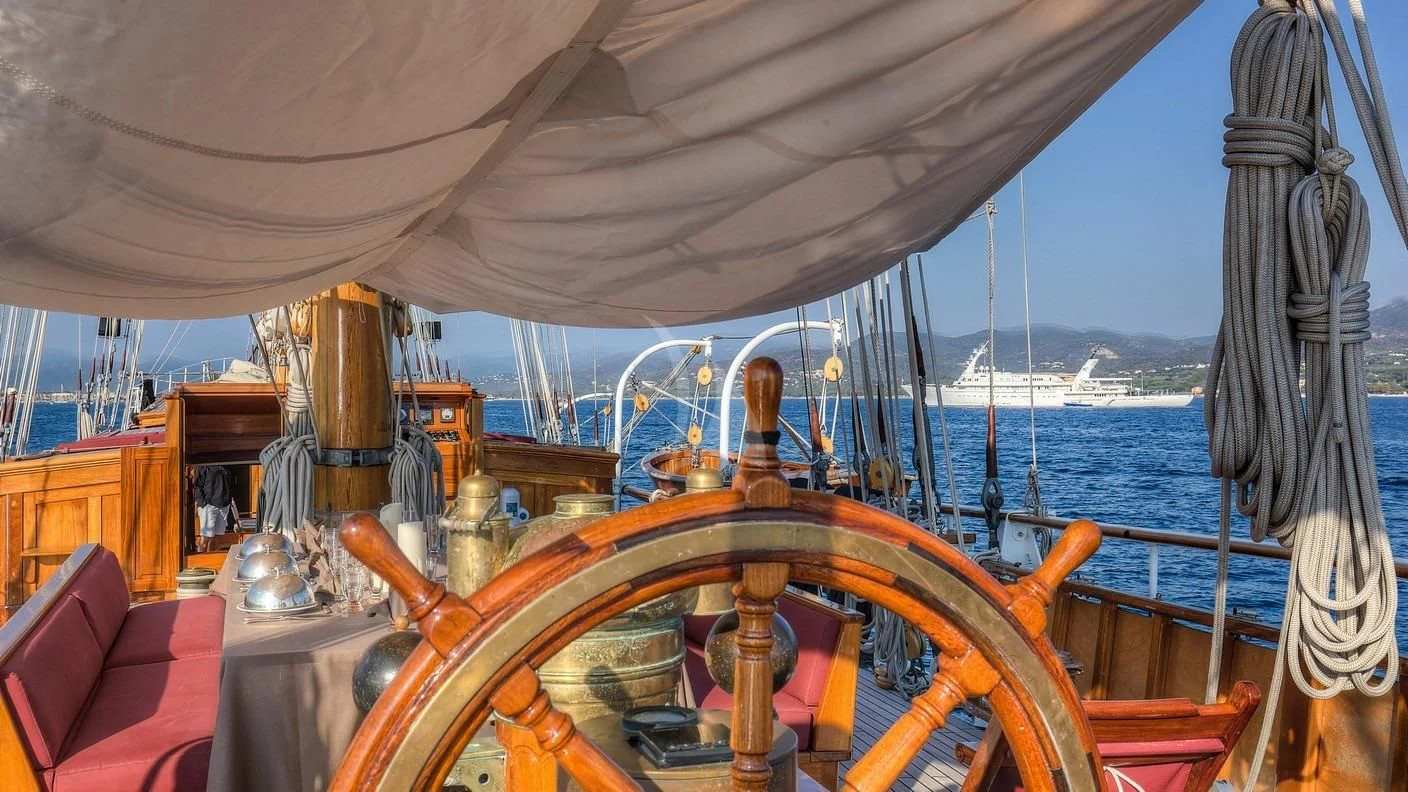 a boat on the water aboard TRINAKRIA Yacht for Charter