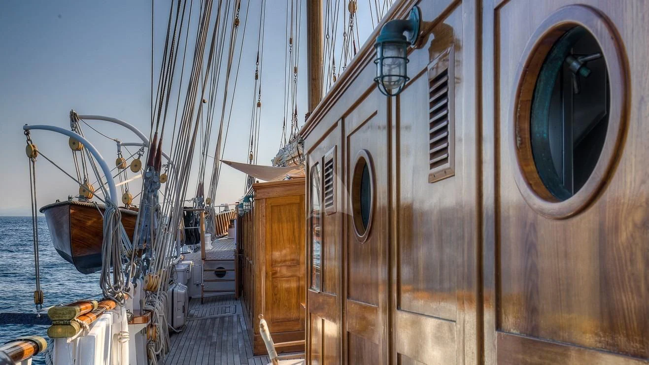 a boat on the water aboard TRINAKRIA Yacht for Charter
