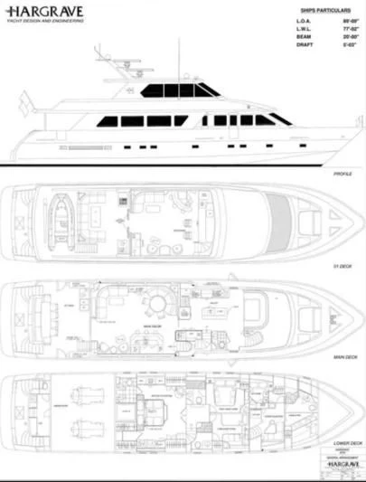 diagram, engineering drawing aboard LADY D Yacht for Sale