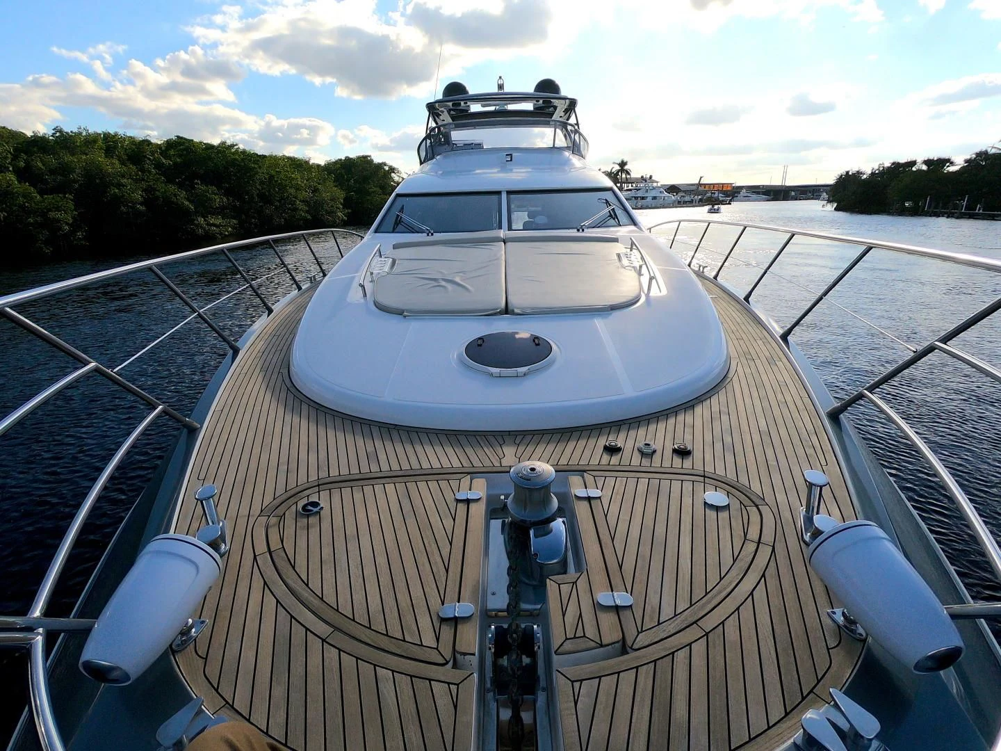 a white car on a track aboard BT 2 Yacht for Sale