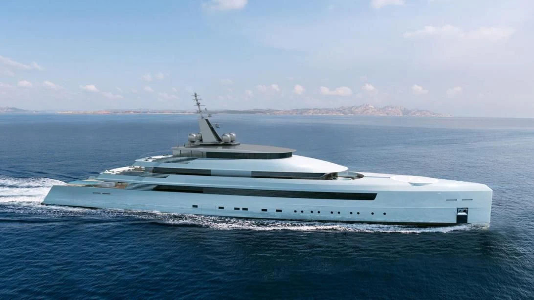 a large white yacht in the ocean aboard TURQUOISE VY80 Yacht for Sale