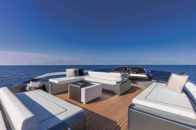 a boat on a deck aboard GREY SHARK Yacht for Sale