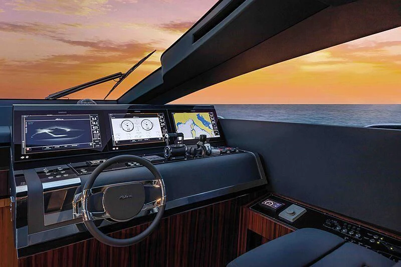 the inside of a car aboard GREY SHARK Yacht for Sale