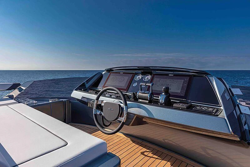 the inside of a car aboard GREY SHARK Yacht for Sale