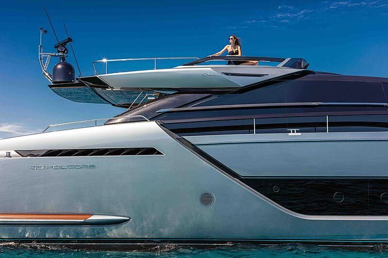 a person sitting on a yacht aboard GREY SHARK Yacht for Sale