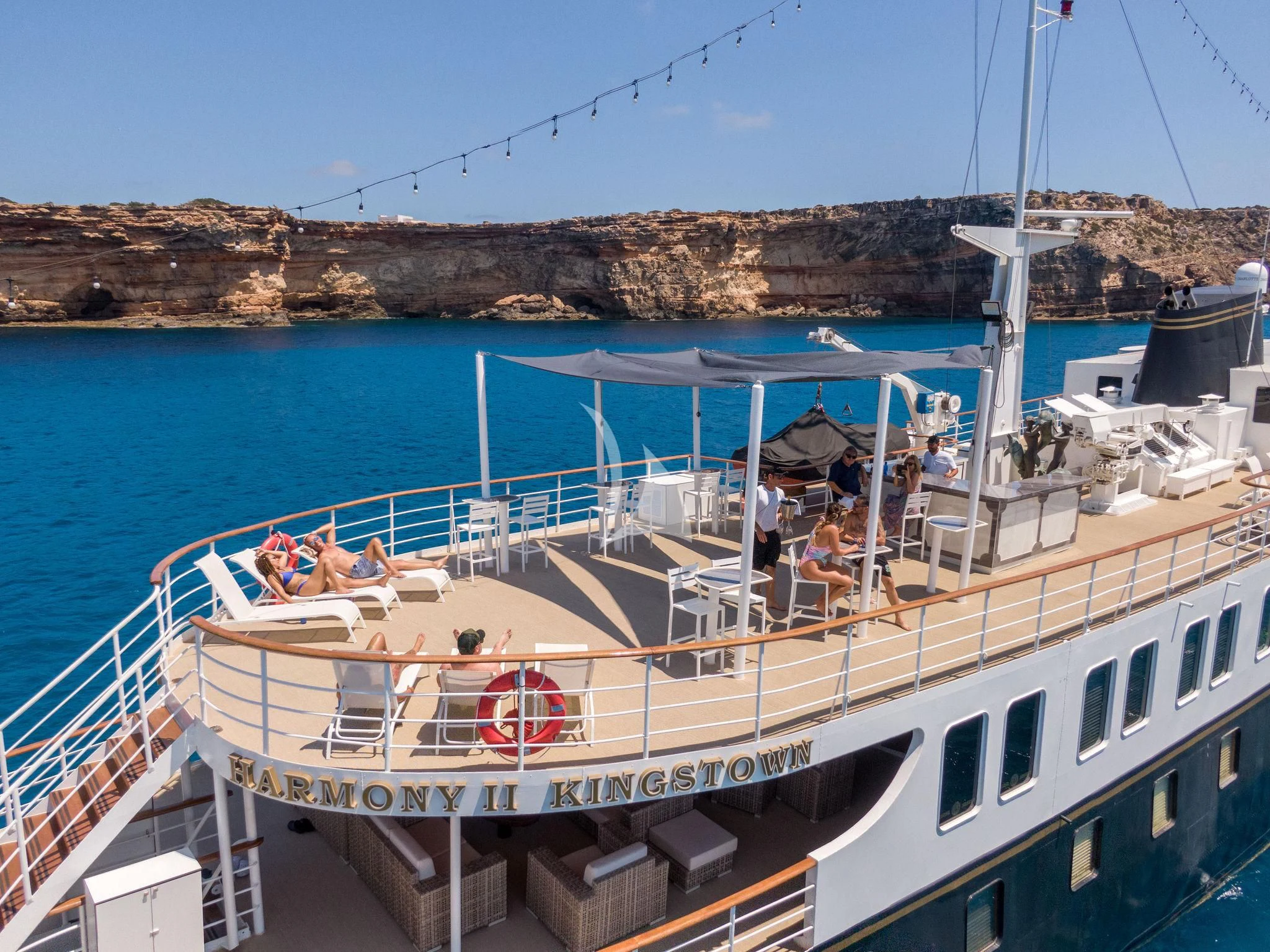 a boat with people on it aboard HARMONY II Yacht for Sale