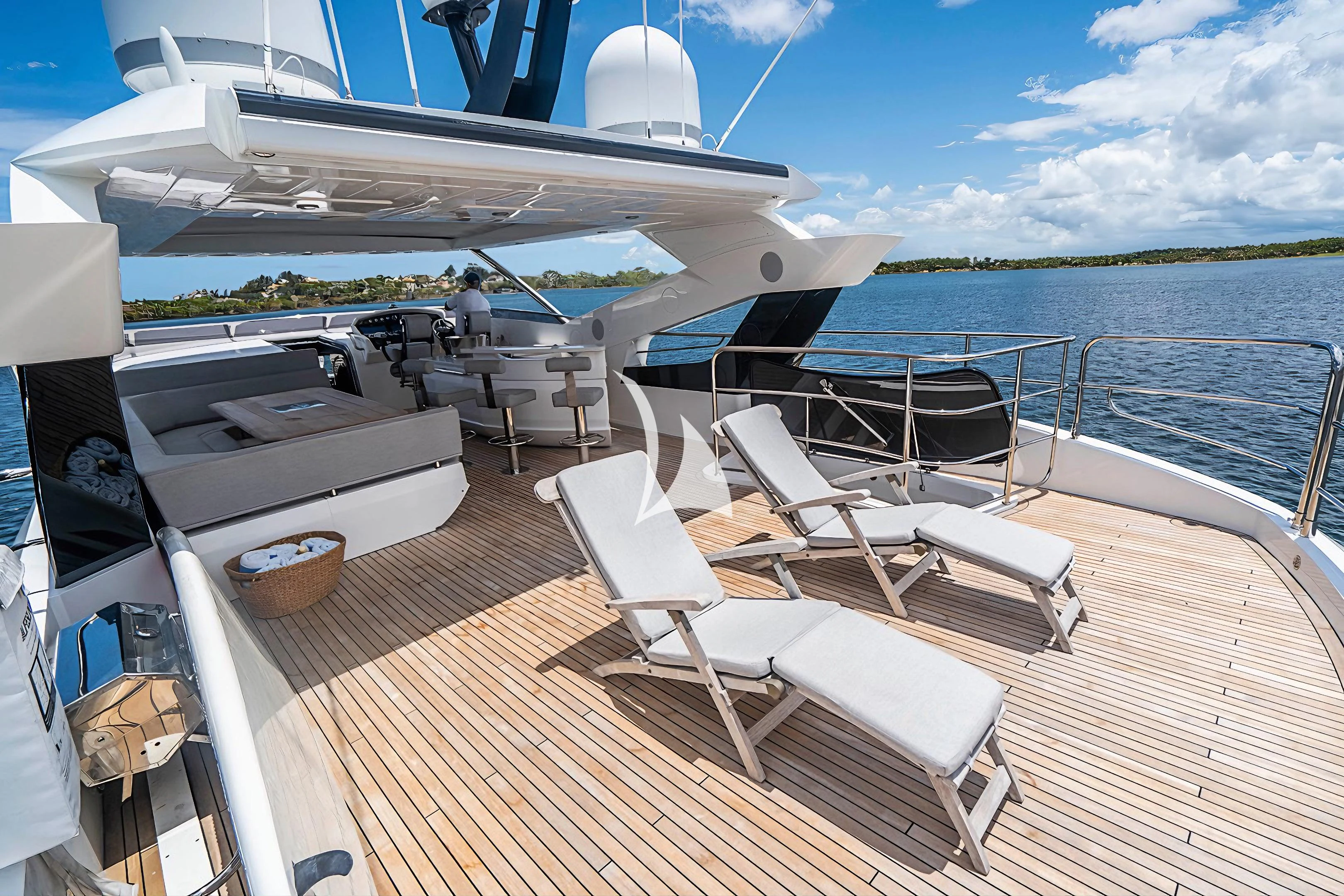 a boat on a deck aboard QUANTUM Yacht for Sale
