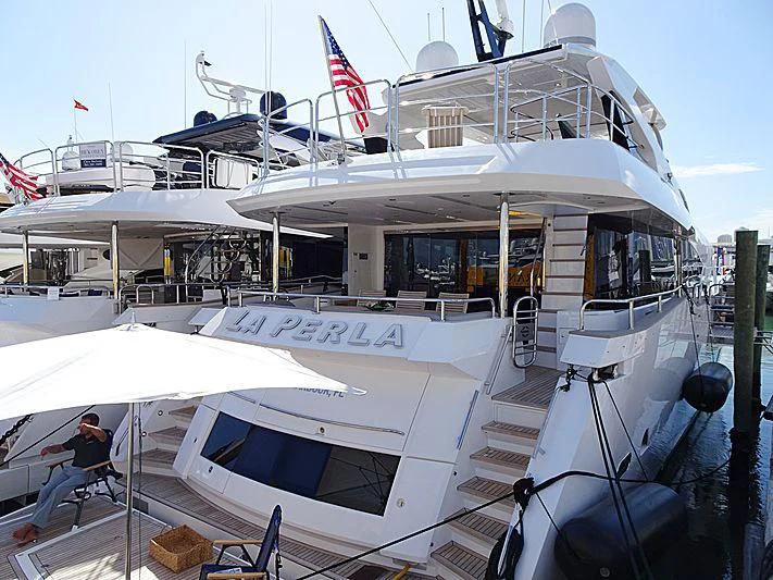 a boat with a person sitting on it aboard QUANTUM Yacht for Sale